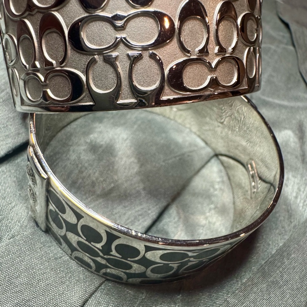 Coach Silver and Black Signature Bangles
